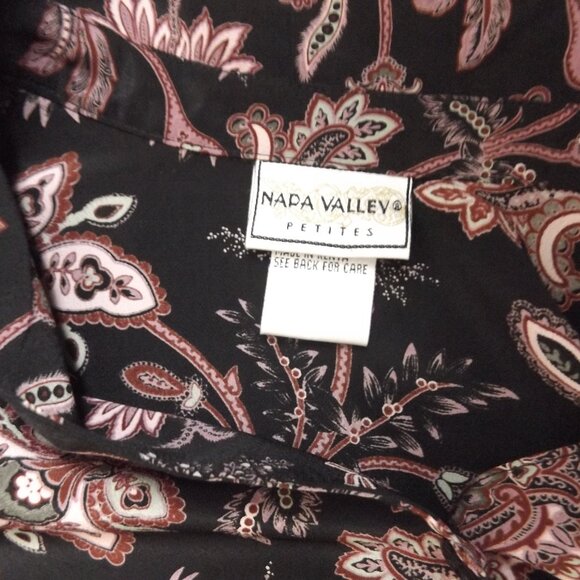 Vintage 90s Floral Button-Up Blouse – Petite Medium – Mauve Burgundy Npa Valley - Picture 4 of 5